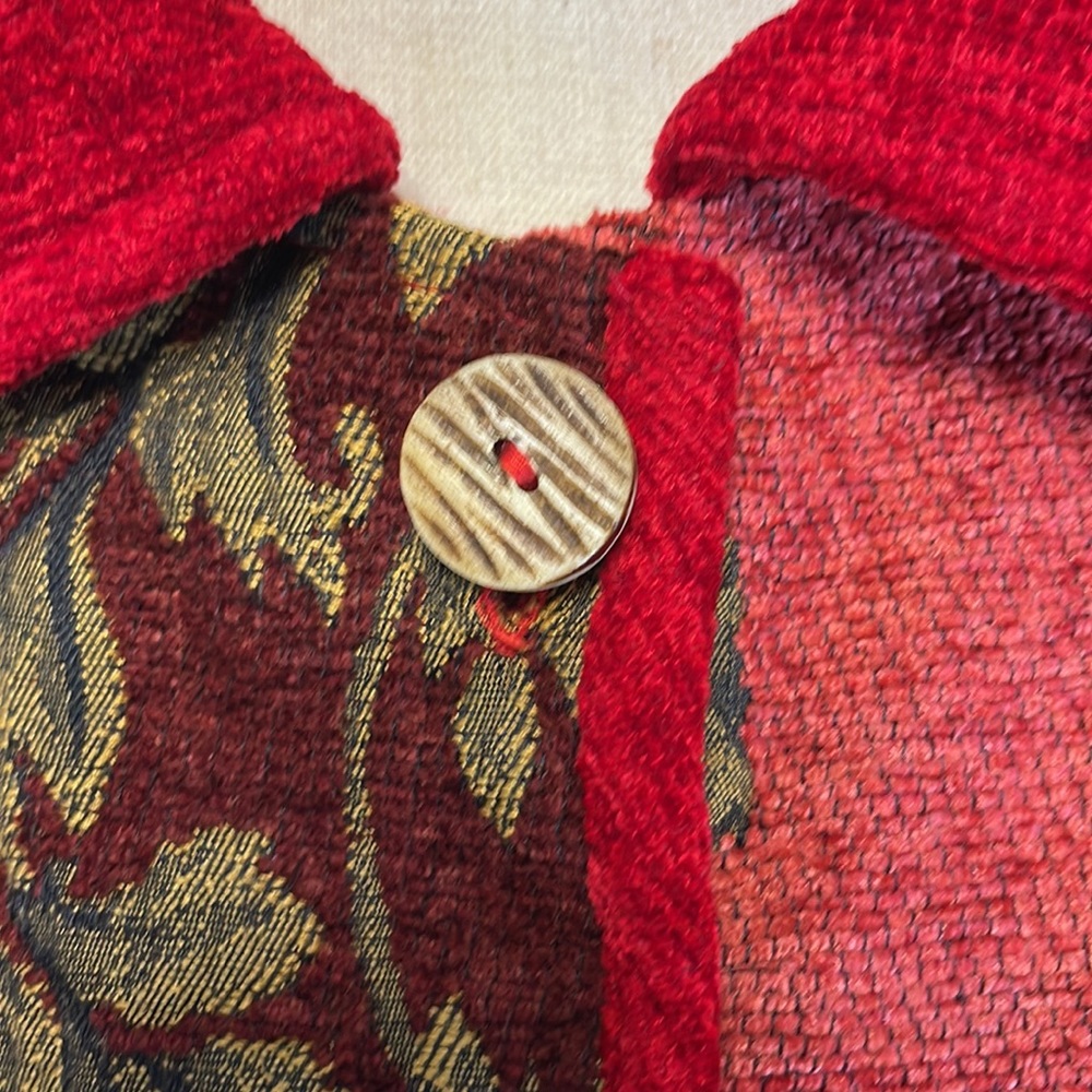 Coldwater Creek Red Patchwork Button Jacket Size … - image 7